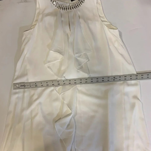 bcbgmaxazria Women's Lilleth Bejeweled Ruffled Sleeveless Flowy Dress Size XS - Picture 15 of 16